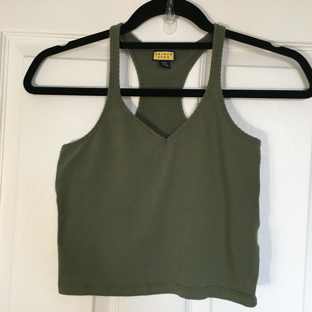 Olive Green Racerback Cropped Tank